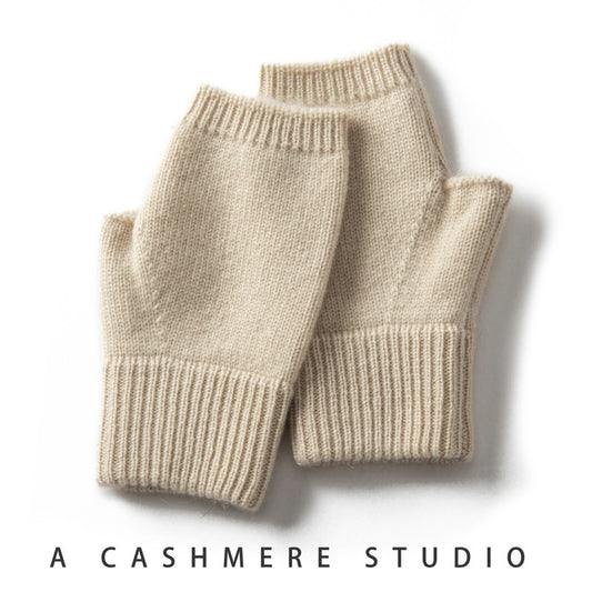 Pure Cashmere Half Finger Gloves For Women Autumn Winter Assorted Colors