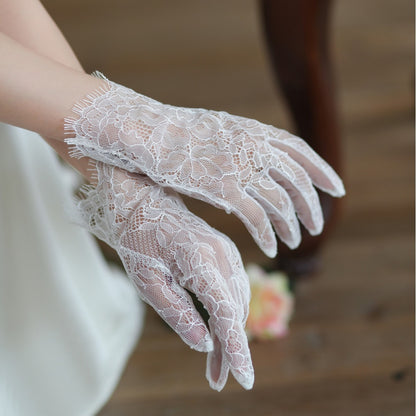 New Super Fairy White Lace Tulle Bride Photo Gloves