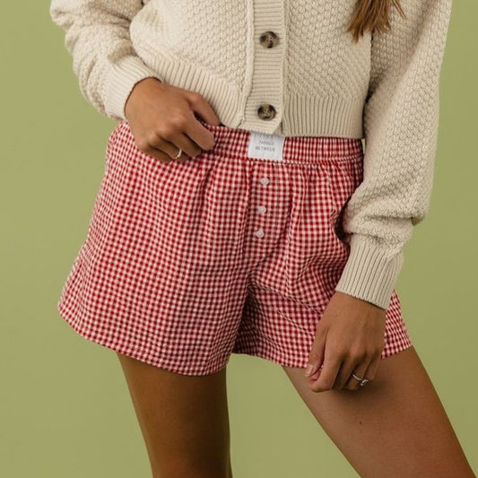 Women's Loose Casual Cotton Plaid Shorts