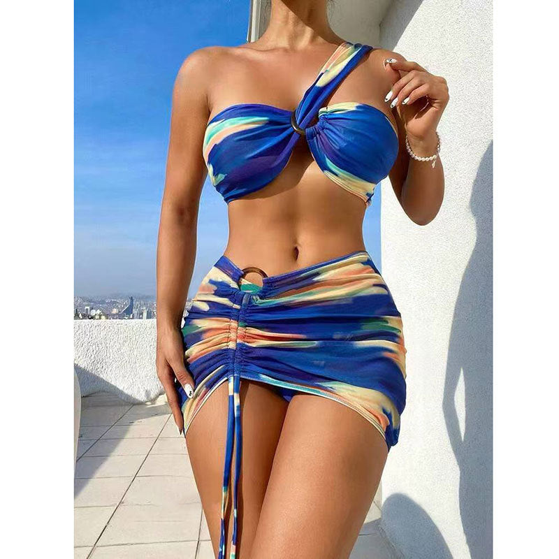 Gradient Color Three-piece Bikini Fashion Shoulder