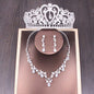 Bridal Rhinestone Crown Necklace Set Wedding Accessories