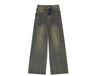 Trendy Retro Distressed Gerade Weite Bein Vielseitige Lockere Jeanshose Für Herren Und Damen