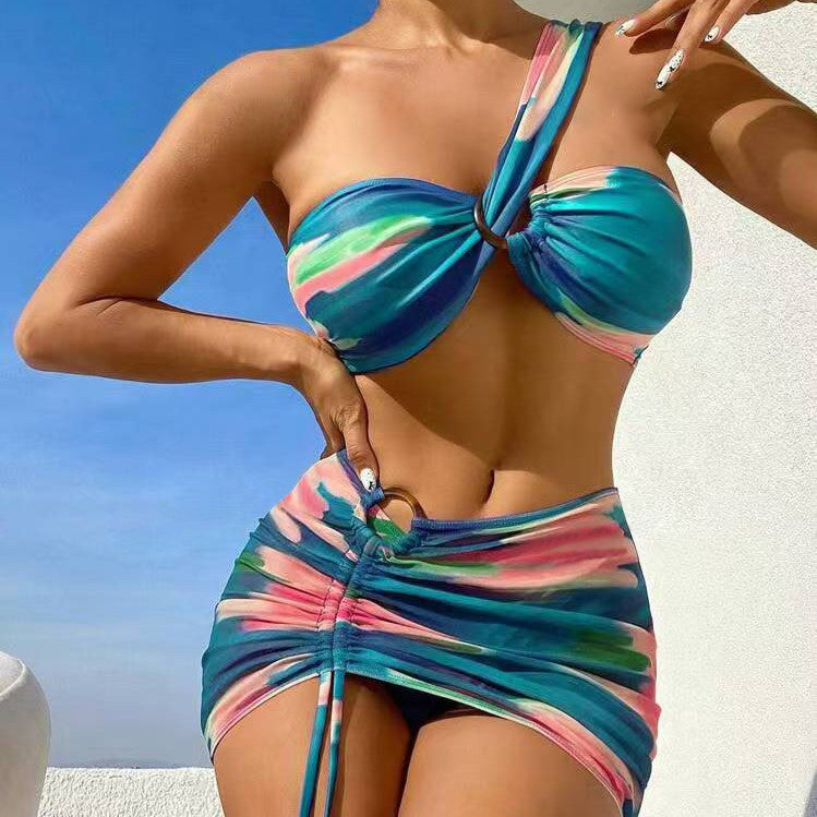 Gradient Color Three-piece Bikini Fashion Shoulder