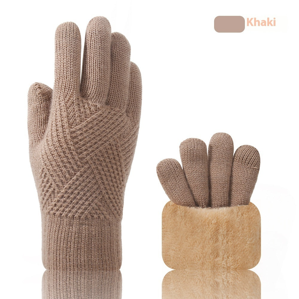 Double Layer Fleece-lined Thick Windproof Thermal Touch Screen Gloves