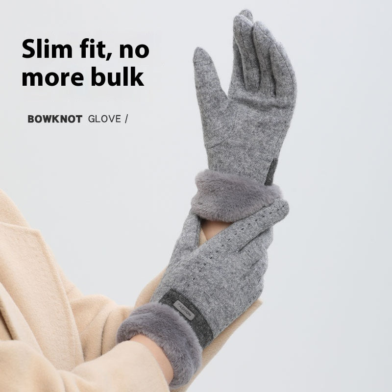 Women's Winter Fleece-lined Touch Screen Knitted Bejirog Gloves