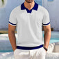 Men's Lapel Jacquard Texture Slim-fit Short Sleeve