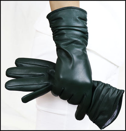 High-end Women's Sheepskin Gloves Leather Extended