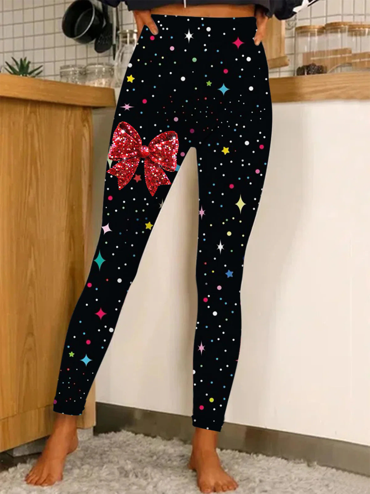 Christmas Printing Fashion Trend Women's Home Outdoor Tight Leggings