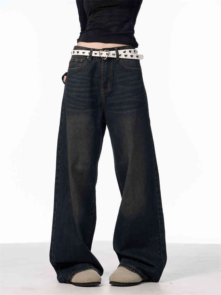 Women's American-style Retro Second-hand Black Color Jeans