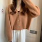 Women's V-neck Pure Color All-match Sweater Coat