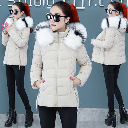 Women's Short Detachable Large Fur Collar Cotton Coat