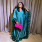 African Women's Loose Dress Luxury Fully Surrounded Light Feather Batwing Sleeve High Slit Robe