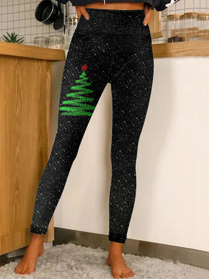 Christmas Printing Fashion Trend Women's Home Outdoor Tight Leggings