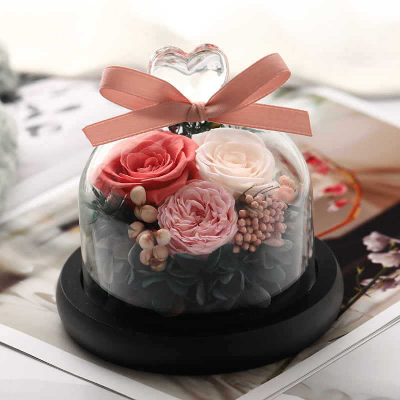 Valentine's Day Birthday Gift Gift Box Glass Cover Big Rose Immortal Flower