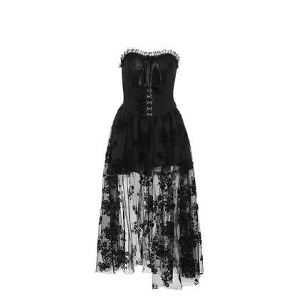 Slim-fit Dark Bridal Mesh Dress