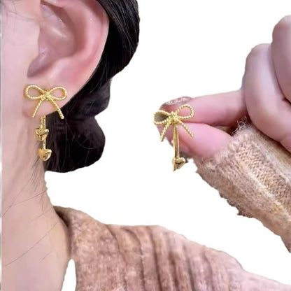 Dual-wear Sweet Bow Tassel Earrings