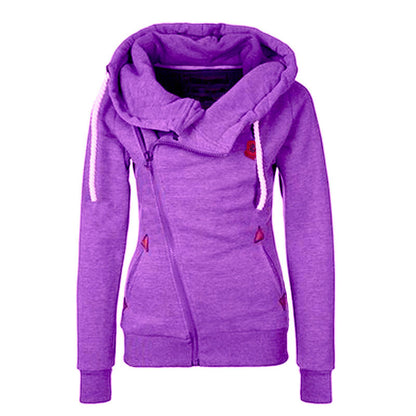 Damen Sport Cardigan Kapuzenpullover mit seitlichem Reißverschluss