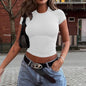 Spring And Summer Solid Color Top Waist Trimming Short Slim Fit Midriff-baring T-shirt