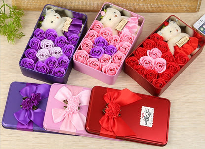 Soap Flower Rose Soap Flower Flower Gift Box Valentine's Day Gift for Girlfriend Extra Large Square