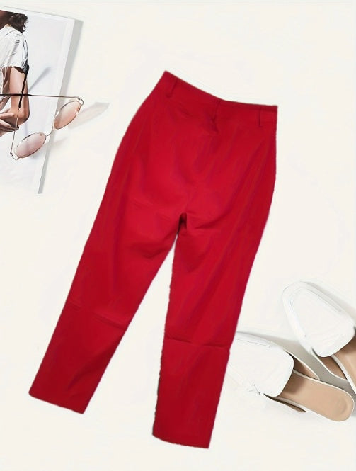 Women's Solid Color Button Casual And Versatile Fashionable Pants