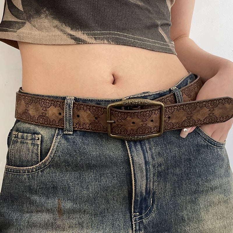 Distressed Ethnic Style Belt Versatile Y2g High Sense