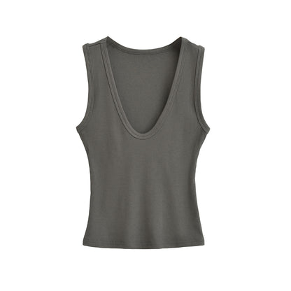 Women's Deep U-neck Vest Short Top