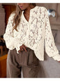 European And American Ladies Fashion Casual Lace Shirt Long Sleeve Button Shirt