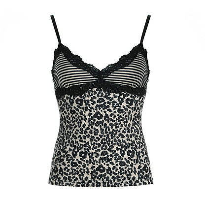 INS Hot Girl Sexy Leopard Lace Splicing Sling