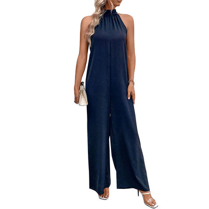 Modischer Jumpsuit mit Neckholder, gerader Einteiler