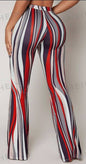 Striped High Waist Flared Leg Pants