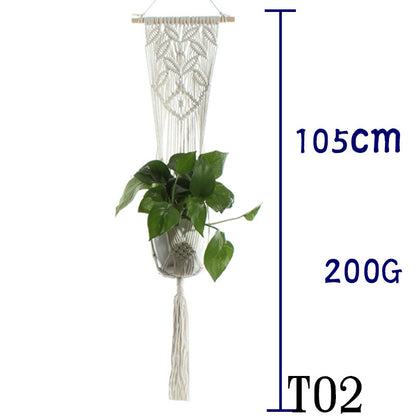 Flower Pot Net Bag Beige Cotton Rope Indoor Plant Hanger Hanging Basket Sling