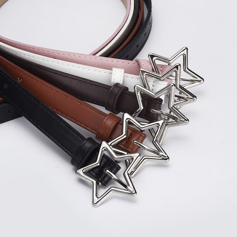 Children's Five-pointed Star Alloy Buckle Women's Belt Full Hole Dress Jeans Belt Female