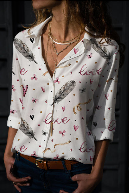 Fashion Digital Printing Long-sleeved Shirt Love