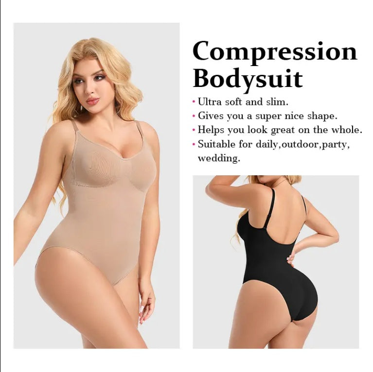 NAHTLOSER Einteiler Bodyshaper für Damen, Shapewear-Badeanzug, einfarbig, Stretch, volle Brust, Nylon-Spandex, Bodyshaper für Damen