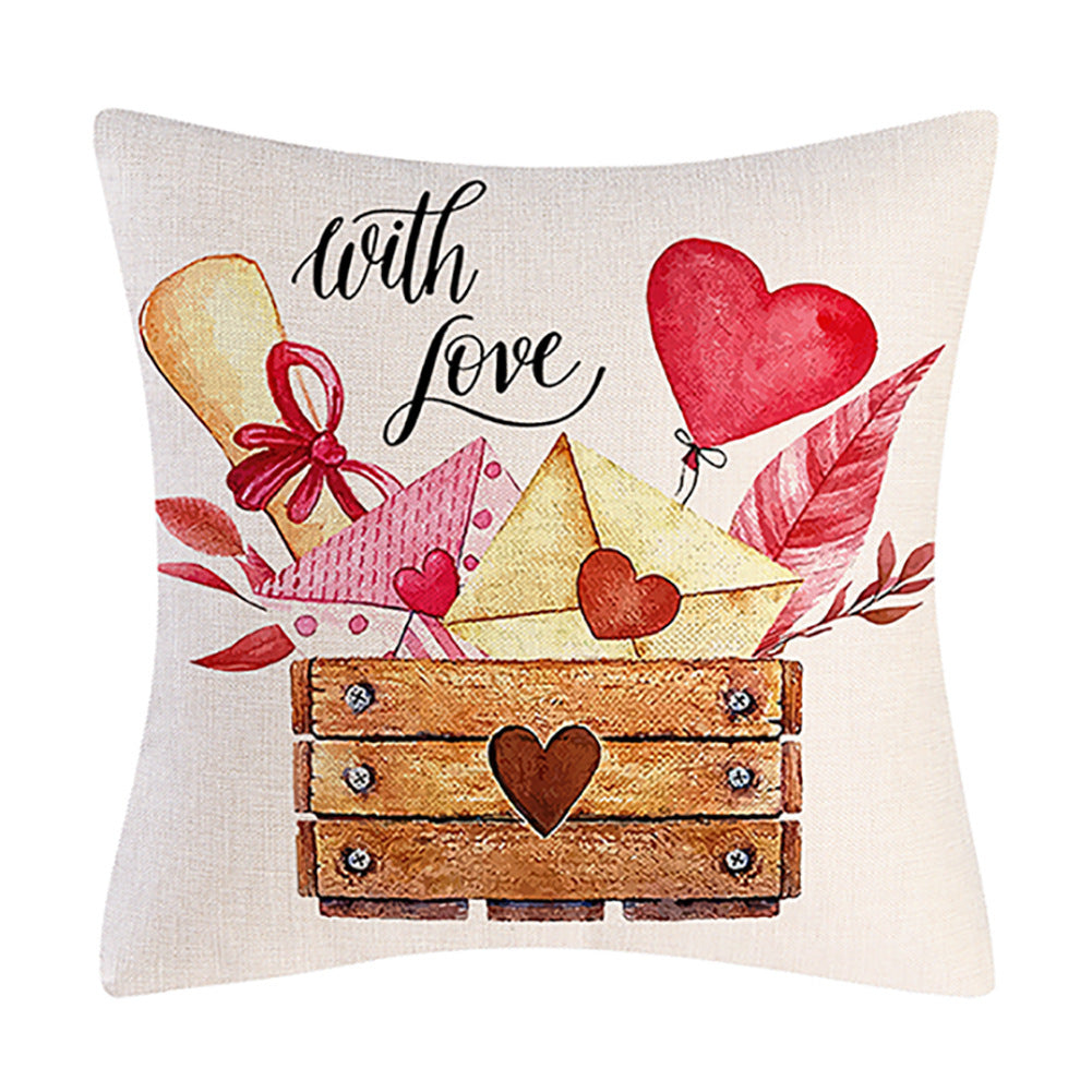 Valentine's Day Pillowcase Linen Truck Love Balloons