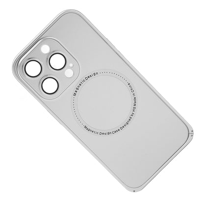 Magnetic Phone Case with Camera Lens Protector Cell Mobile Phone Protective Cover for MagSafe Silver for IPhone 14 Pro