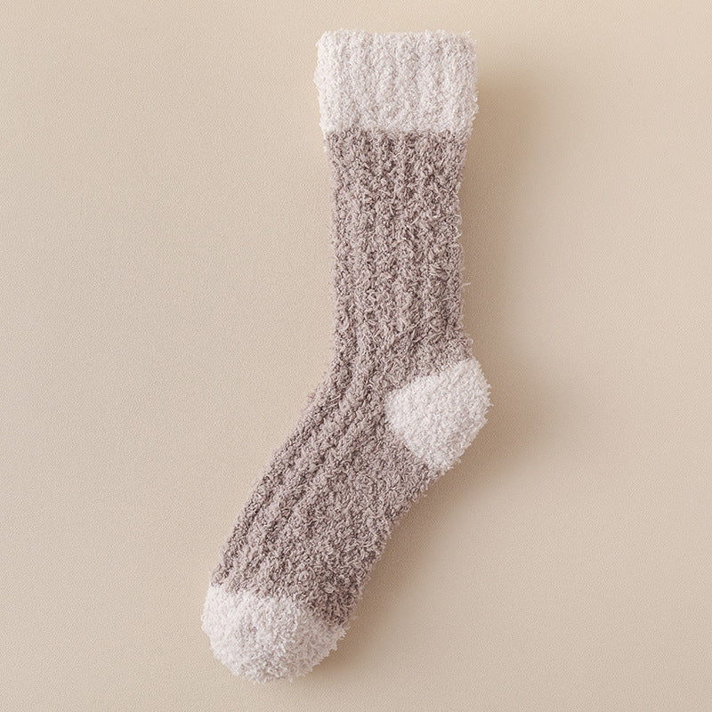 Coral Fleece Socks Women's Thickened Thermal Middle Tube