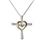 New Fashion Cross Pendant Smart Beating Two-tone Heart Clavicle Chain