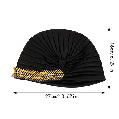 Nouă șapcă cu turban cu strasuri pentru femei, plisată elastică, eșarfă elegantă pentru cap Ramadan, șapcă chimio, pălărie africană de nuntă