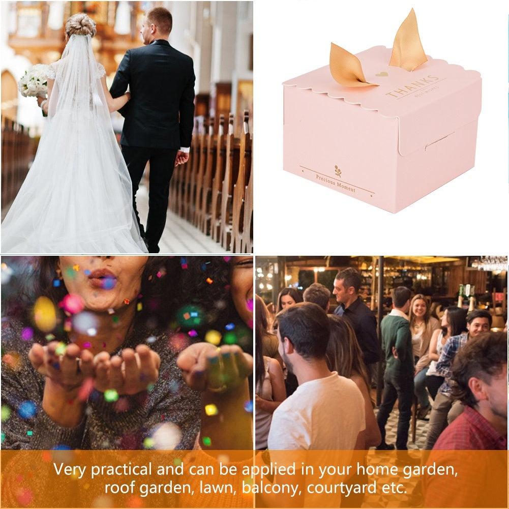 50 pcs Wedding Party Paper Candy Chocolate Cake Decoration Box Gift （Pink thanks）