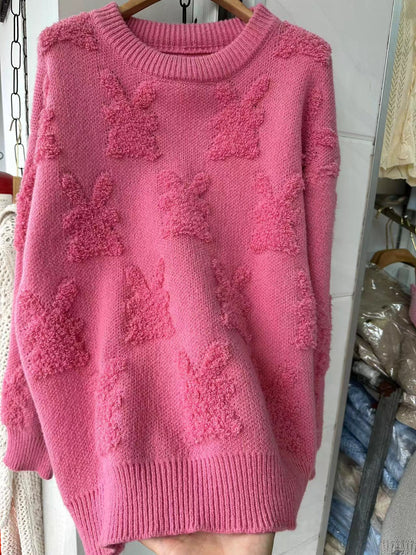 Damen Pullover mit Rundhalsausschnitt und langen Ärmeln