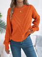 V-shaped Hollow-out Lantern Sleeve Pullover