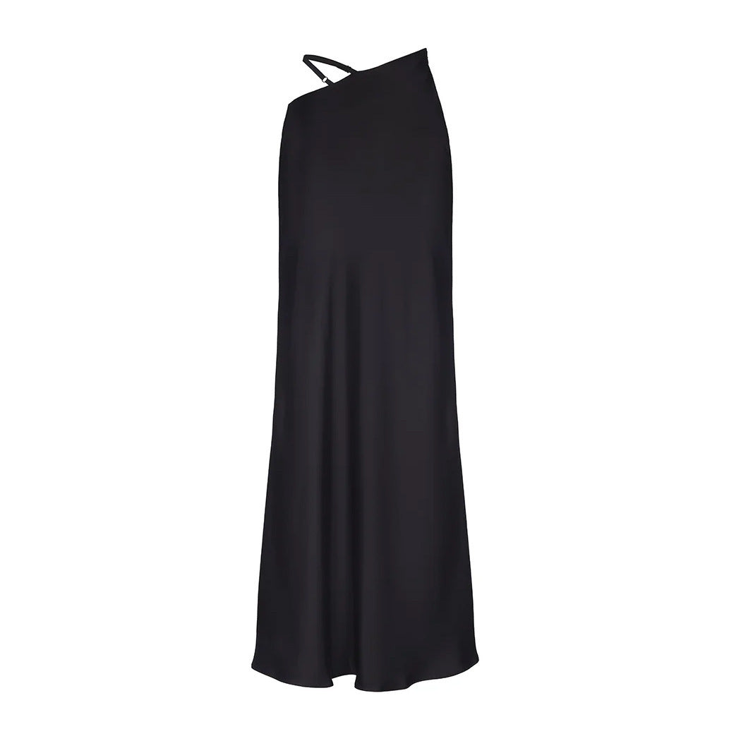 Solid Color Hollow-out Bodycon Maxi Skirt