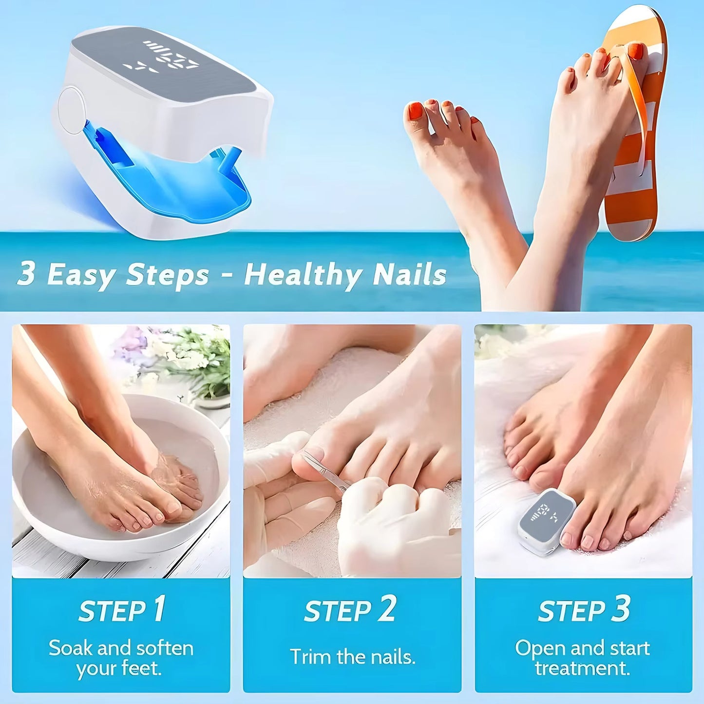 Nail Fungus Laser Treatment LED Light Device Effective Rechargeable Nail Fungus Remover Nail Fungus Cleaning Laser Device Repair Damaged Discolored Thick Fingernails