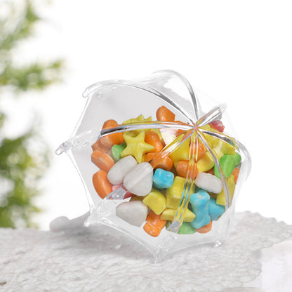 24Pcs Innovative Umbrella Shape Plastic Candy Box Container for Wedding Baby Birthday PartyWhite