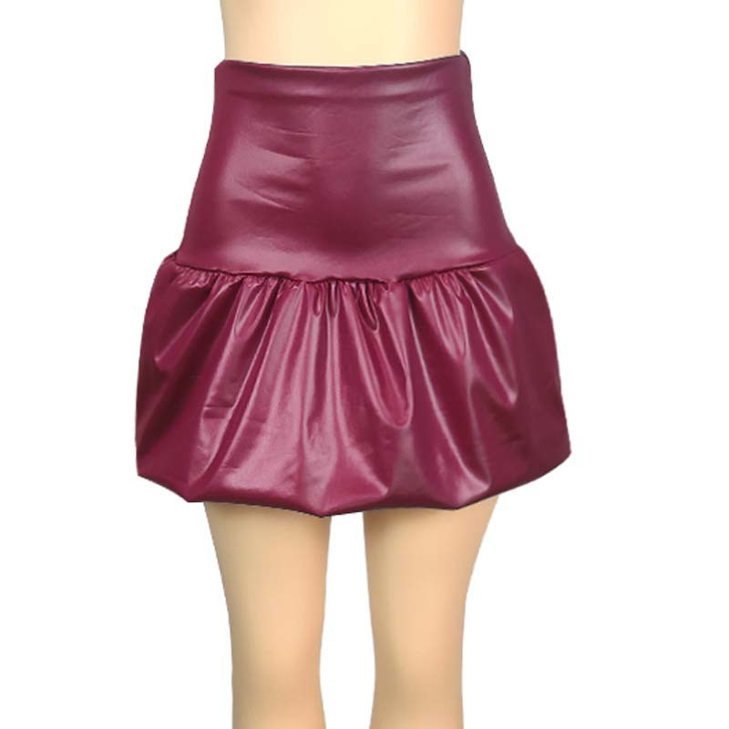 Matte PU Leather Skirt High Waist Belly Contracting