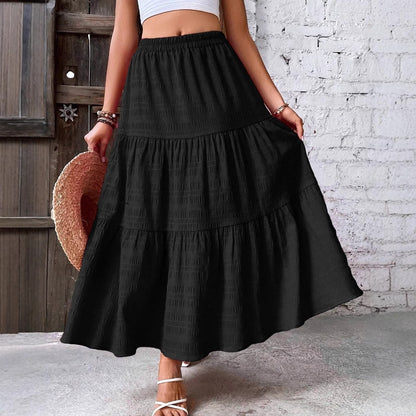 Mid-length Pleated Casual Skirt