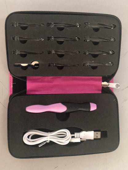 Rechargeable Light Crochet Hook With Interchangeable Head Knitting Needle Set