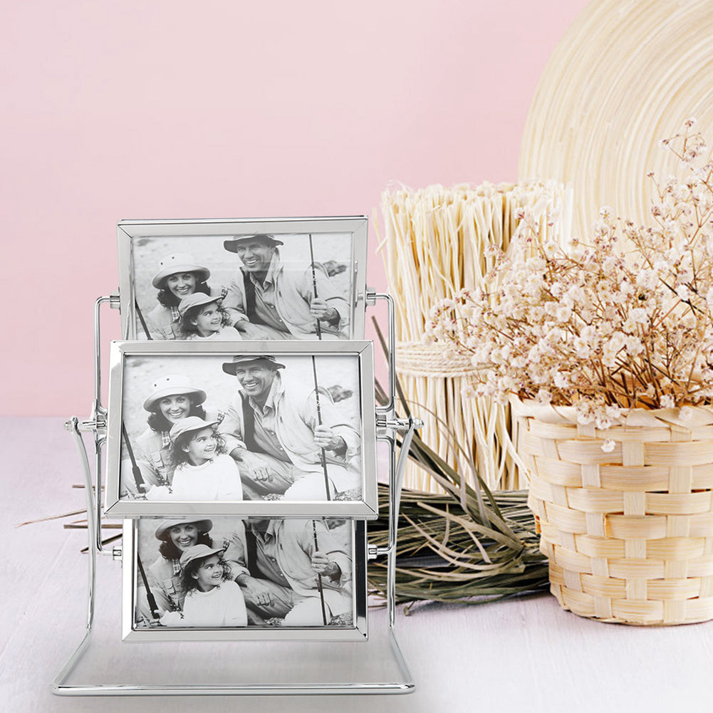 Horizontal Placement Photography Studio Rotating Metal Photo Picture Frame for 6x4in Photo