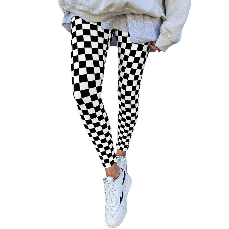 Women's Slim-fit European And American Fashion & Trend Printed Plaid Leggings